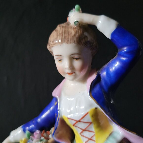 Antique German Porcelain "The Four Seasons" Spring Figurine Chelsea Anchor *Read - Picture 2 of 10